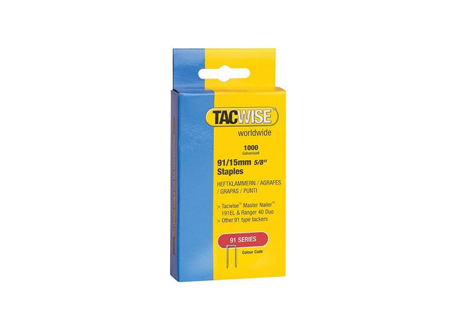 Tacwise 91 Narrow Crown Staples 40mm - Electric Tackers (Pack 1000) Tacwise - RockBottom Northampton