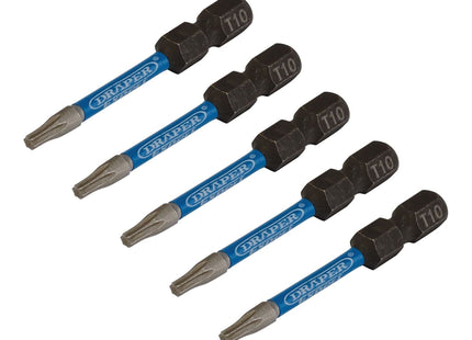 Draper Expert TX-STAR Impact Screwdriver Bits, T10 x 50mm, 1/4" Hex (Pack of 5) Draper - Town Tools 