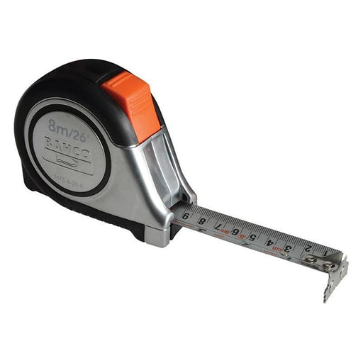 Bahco MTS Reversible Magnetic Tip Auto Pocket Tape 8m/26ft (Width 25mm) Bahco - RockBottom Northampton