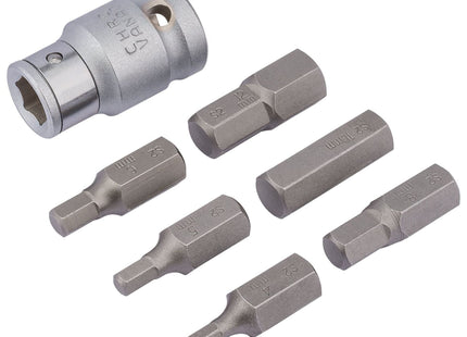 Draper Metric Hexagon Bit Set, 1/2" Sq. Dr. (7 Piece) 83565 Draper - Town Tools 