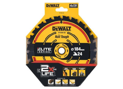 Dewalt Power Tools ELITE™ Series Framing Circular Saw Blade 184 x 16mm x 24T DeWALT Power Tools - RockBottom Northampton