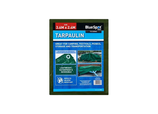 Bluespot Tools Green Tarpaulin 3.6 x 2.4m BlueSpot Tools - RockBottom Northampton