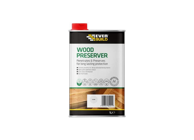 Everbuild Sika Wood Preserver Clear 1 litre Everbuild Sika - RockBottom Northamptin