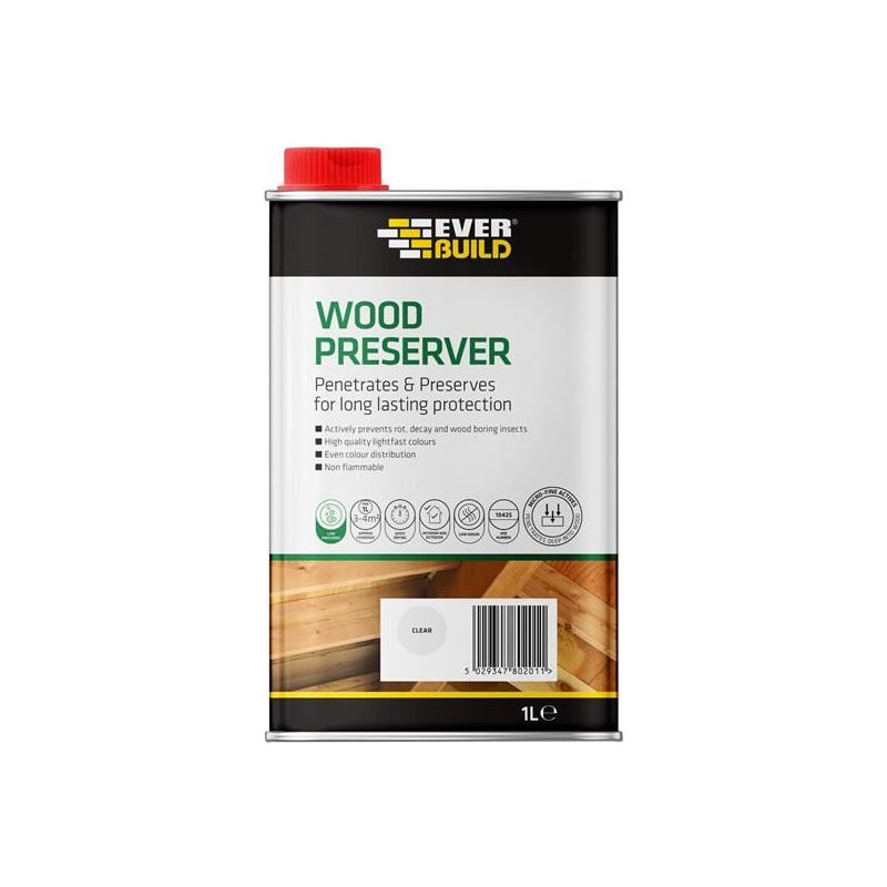 Everbuild Sika Wood Preserver Clear 1 litre Everbuild Sika - RockBottom Northamptin
