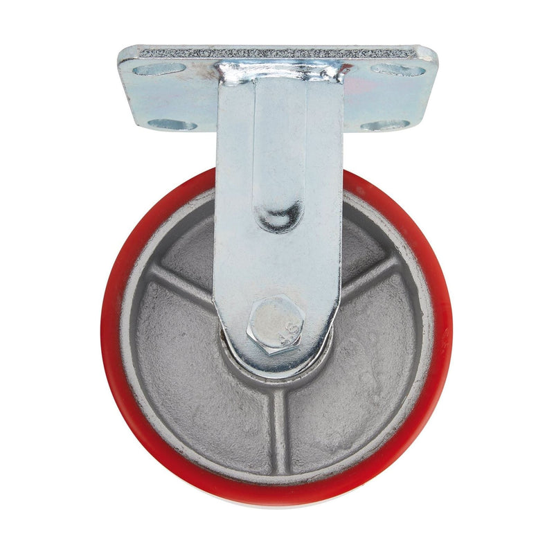 Fixed Plate Fixing Heavy Duty Polyurethane Wheel, 125mm Diameter, S.W.L. 300kg Draper - Town Tools