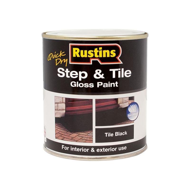 Rustins Quick Dry Step & Tile Paint Gloss Black 250ml Rustins - RockBottom Nothampton