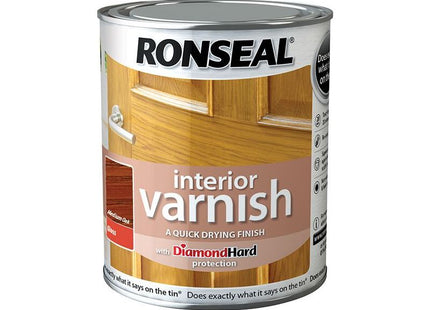 Ronseal Interior Varnish Quick Dry Gloss Medium Oak 750ml Ronseal - RockBottom Nothampton