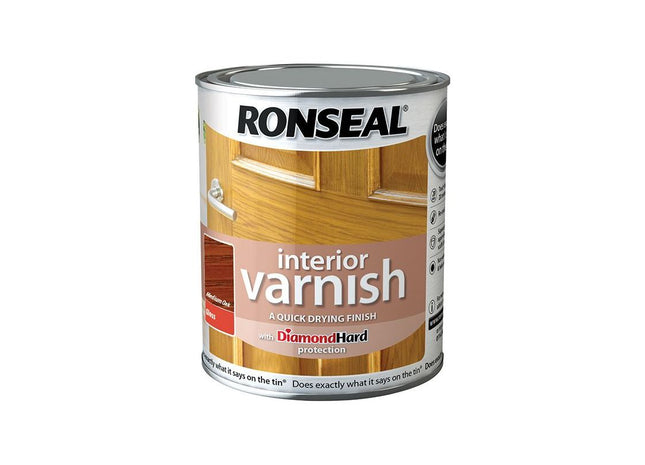 Ronseal Interior Varnish Quick Dry Gloss Medium Oak 750ml Ronseal - RockBottom Nothampton