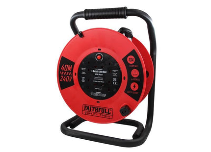 Faithfull Power Plus Open Cable Reel 240V 40m 13A 4 Socket (1.25mm Cable) Faithfull Power Plus - RockBottom Northampton