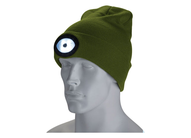 Draper Beanie Hat with Rechargeable Torch, One Size, 1W, 100 Lumens, Green 10018 Draper - Town Tools 