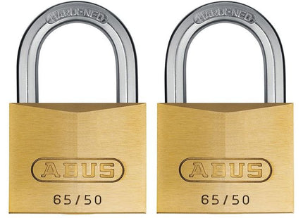 Abus Mechanical 65/50mm Brass Padlock Twin Pack Carded ABUS Mechanical - RockBottom Northampton 