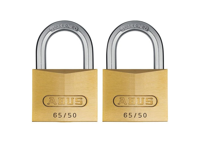 Abus Mechanical 65/50mm Brass Padlock Twin Pack Carded ABUS Mechanical - RockBottom Northampton 