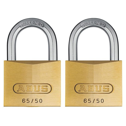 Abus Mechanical 65/50mm Brass Padlock Twin Pack Carded ABUS Mechanical - RockBottom Northampton 