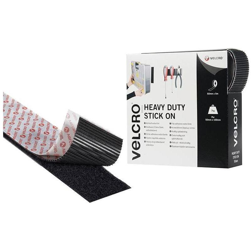 Velcro® Brand VELCRO® Brand Heavy-Duty Stick On Tape 50mm x 5m Black VELCRO® Brand - RockBottom Northampton