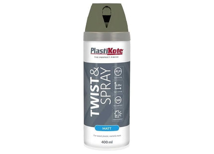 Plastikote Twist & Spray Matt 400ml Olive Green PlastiKote - RockBottom Nothampton