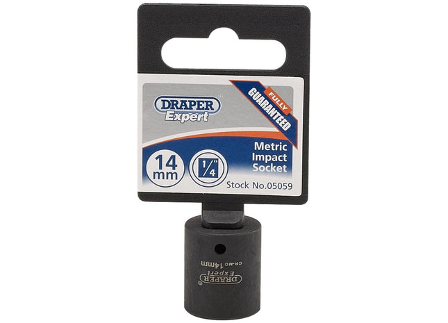 Draper Expert HI-TORQ 6 Point Impact Socket, 1/4" Sq. Dr., 14mm Draper - Town Tools 