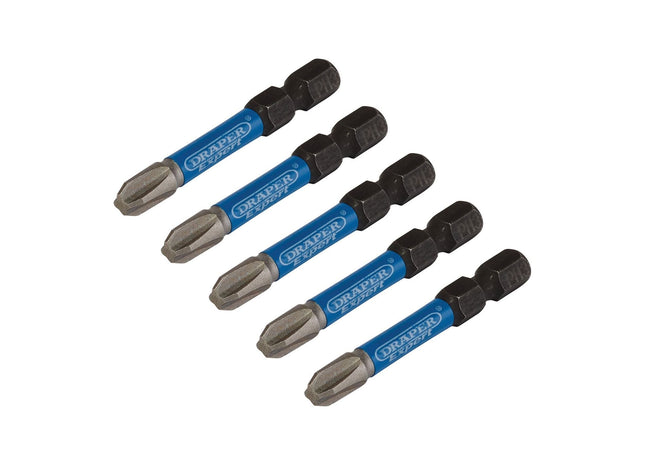 Draper Expert Cross Slot/PH Type Impact Screwdriver Bits, No.3 x 50mm, 1/4" Hex Draper - Town Tools 