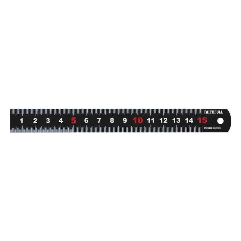 Faithfull Matt Black Stainless Steel Measuring Rule 150mm Faithfull - RockBottom Northampton