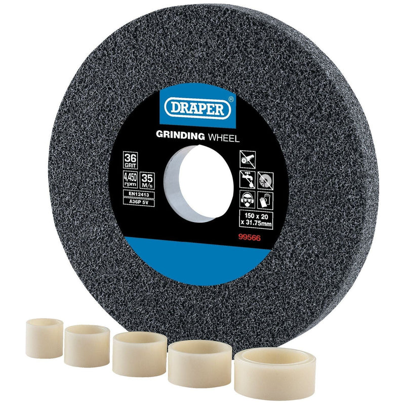Draper Aluminium Oxide Bench Grinding Wheel, 150 x 20mm, 36 Grit 99566 Draper - Town Tools 