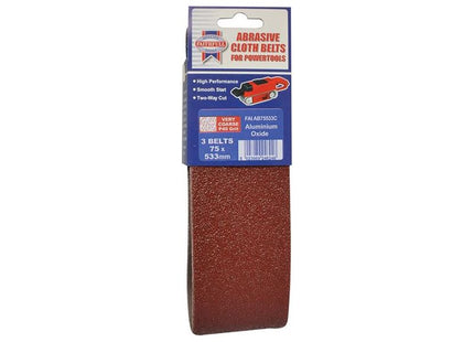 Faithfull Cloth Sanding Belt 533 x 75mm Coarse 60G (Pack 3) Faithfull - RockBottom Northampton