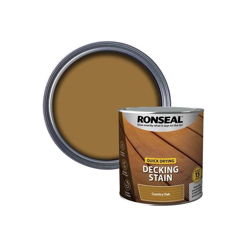 Ronseal Quick Drying Decking Stain Country Oak 2.5 litre Ronseal - RockBottom Nothampton