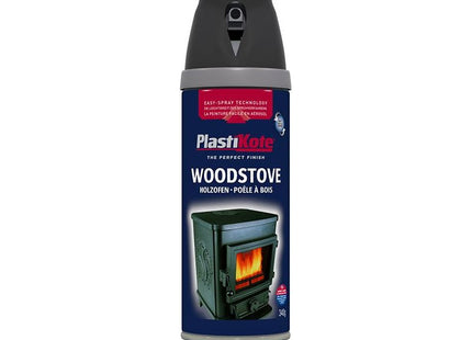 Plastikote Twist & Spray Woodstove Paint Black 400ml PlastiKote - RockBottom Nothampton