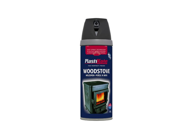 Plastikote Twist & Spray Woodstove Paint Black 400ml PlastiKote - RockBottom Nothampton