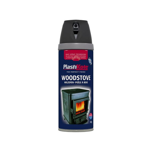 Plastikote Twist & Spray Woodstove Paint Black 400ml PlastiKote - RockBottom Nothampton