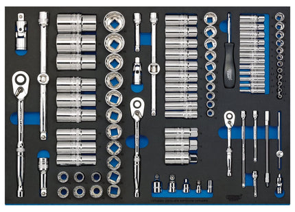 Draper Socket Set in Full Plus Drawer EVA Insert Tray, 1/4", 3/8" & 1/2" (96 Pie Draper - Town Tools 