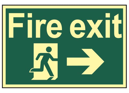 Scan Fire Exit Running Man Arrow Right - Photoluminescent 300 x 200mm Scan - RockBottom Nothampton