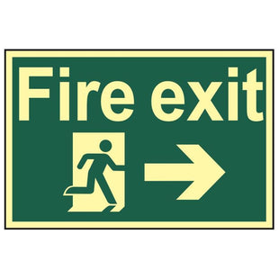 Scan Fire Exit Running Man Arrow Right - Photoluminescent 300 x 200mm Scan - RockBottom Nothampton