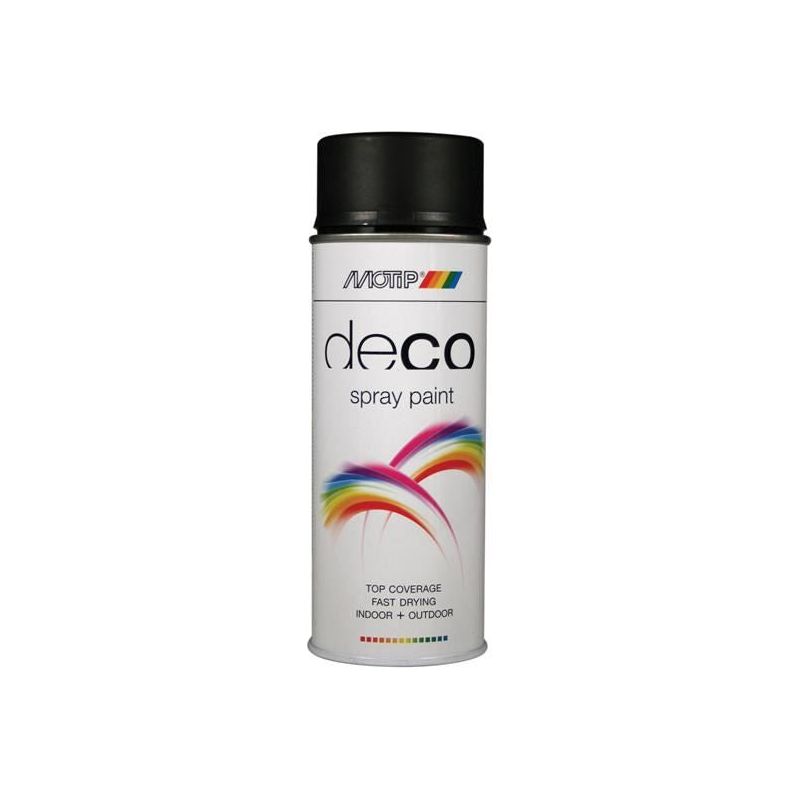 Motip® Deco Spray Paint Matt RAL 9005 Deep Black 400ml MOTIP® - RockBottom Northampton