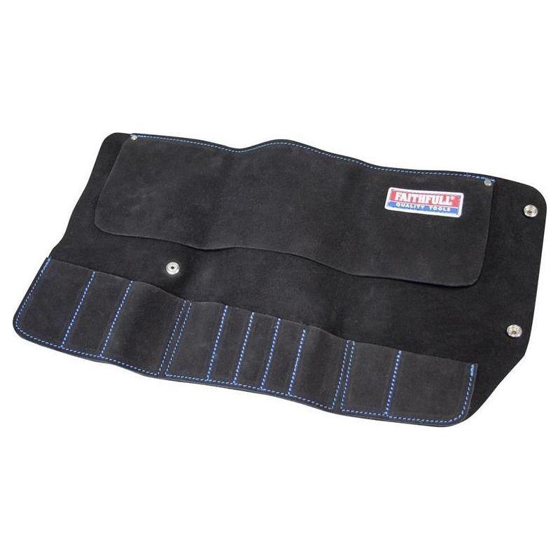 Faithfull 10 Pocket Leather Tool Roll Faithfull - RockBottom Northampton