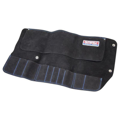 Faithfull 10 Pocket Leather Tool Roll Faithfull - RockBottom Northampton