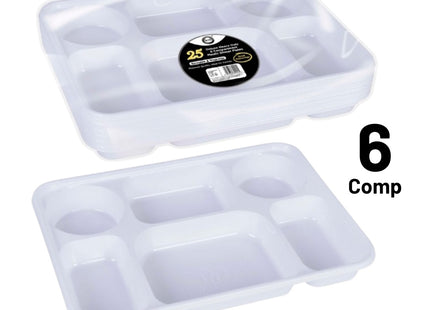 25pc Deluxe 6 Compartment Plastic Dinner Plates