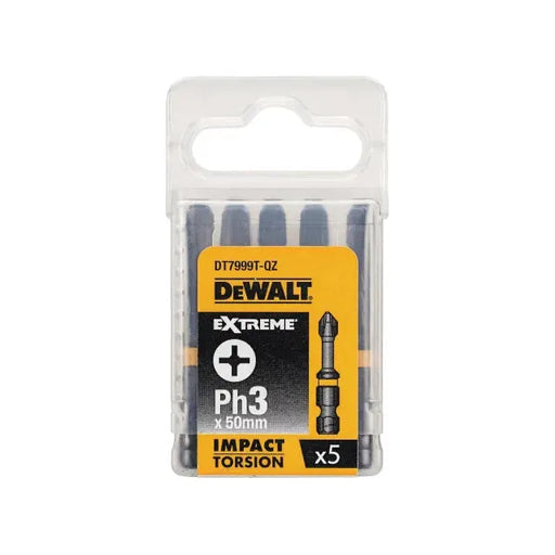 Dewalt Power Tools Impact Torsion Bits PH3 50mm (Pack 5) DeWALT Power Tools - RockBottom Northampton