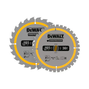 Dewalt Power Tools DT90270 Construction Circular Saw Blade 2 Pack 165 x 20mm x 24T/36T DeWALT Power Tools - RockBottom Northampton