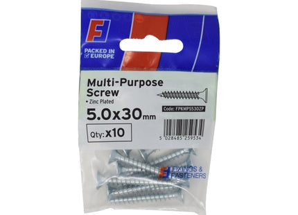 ForgePack Multi-Purpose Screw 10 per pack ZP 5.0x30mm