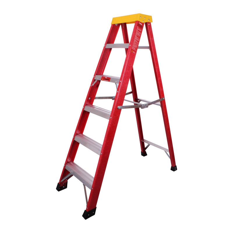 1.6M FIBREGLASS STEPLADDER:5 step & tray