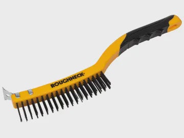Roughneck Carbon Steel Wire Brush Soft Grip with Scraper 355mm (14in)