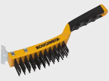 Carbon Steel Wire Brush Soft Grip with Scraper 300mm (12in) - 4 Row