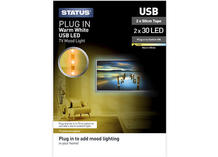 Status USB TV Strip Light Warm White 2X50Cm