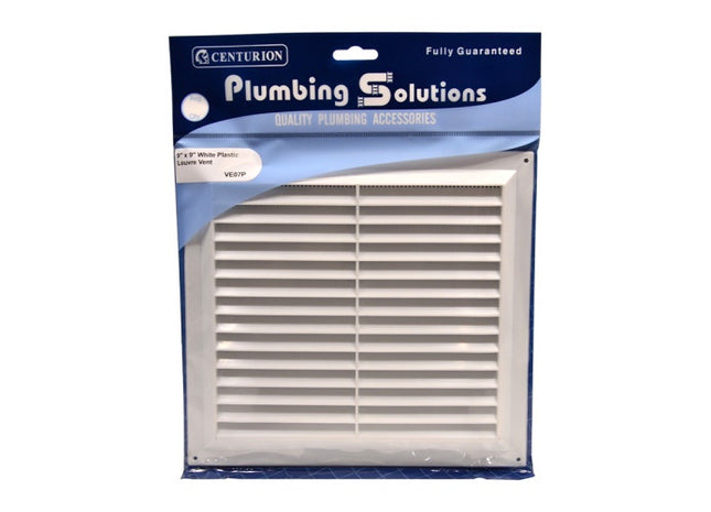 PS 9"X9" White Plastic Louvre Vent