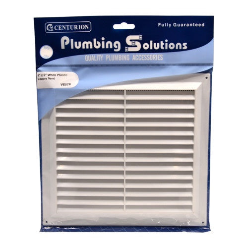 PS 9"X9" White Plastic Louvre Vent
