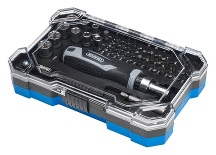 Draper Soft Grip Ratchet Screwdriver and Bit Set (55 Piece) Draper - Town Tools