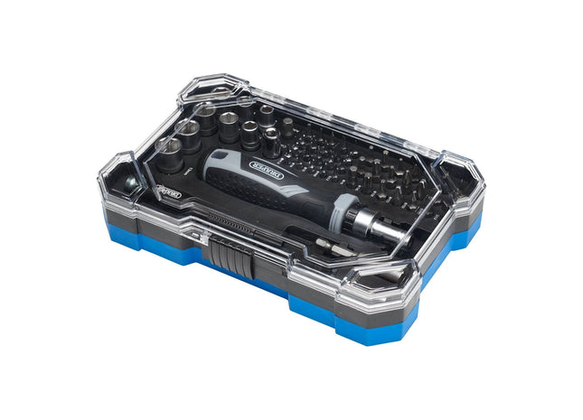 Draper Soft Grip Ratchet Screwdriver and Bit Set (55 Piece) Draper - Town Tools