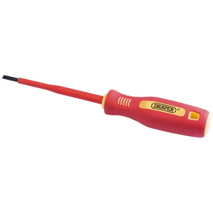 Draper Fully Insulated Plain Slot Screwdriver, 4 x 100mm (Sold Loose) 46523 Draper - Town Tools 