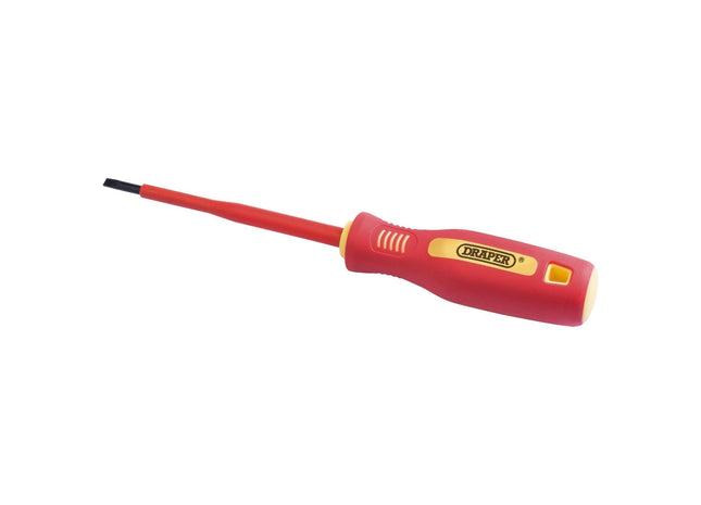 Draper Fully Insulated Plain Slot Screwdriver, 4 x 100mm (Sold Loose) 46523 Draper - Town Tools 