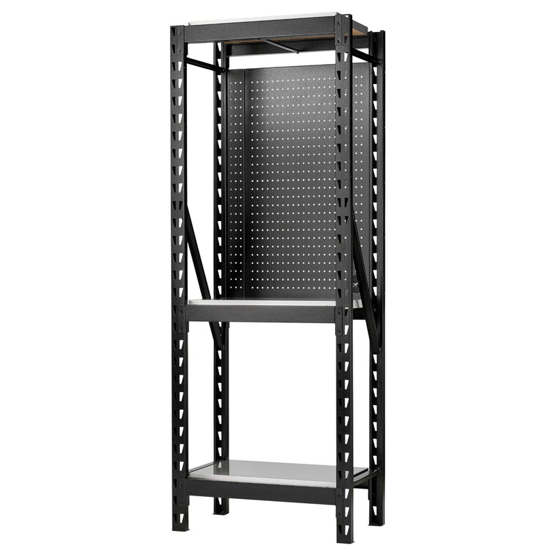 Bunker 17 Piece Modular 3 Tier Racking with Stainless Steel Shelving and Pegboards, 750mm Draper - Town Tools