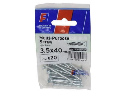 ForgeFix Multi-Purpose Pozi Screw CSK ST ZP 3.5 x 40mm ForgePack 20 ForgeFix - RockBottom Northampton